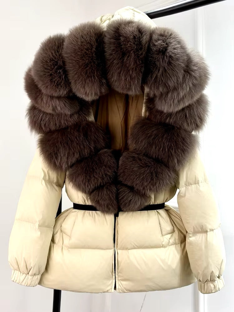 Fur Trim Cropped Hooded Jacket