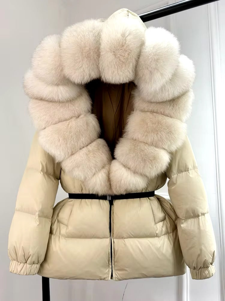 Fur Trim Cropped Hooded Jacket