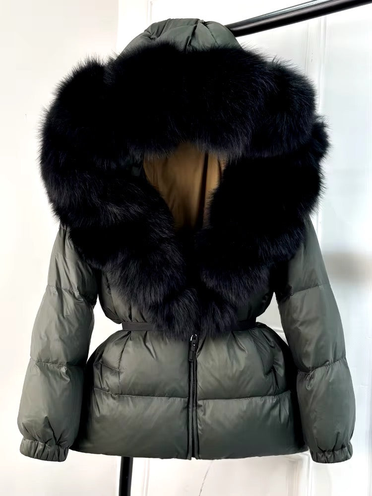 Fur Trim Cropped Hooded Jacket