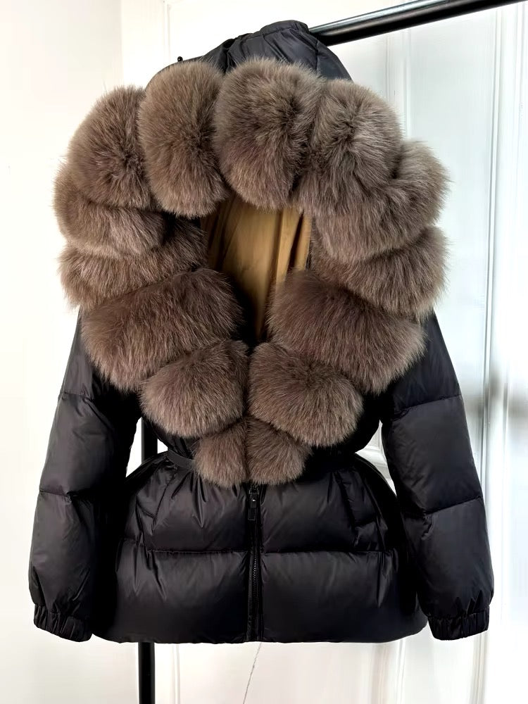 Fur Trim Cropped Hooded Jacket