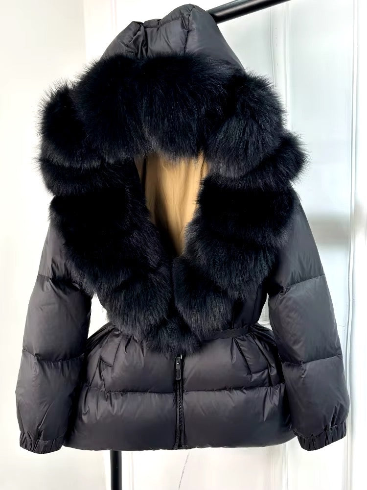 Fur Trim Cropped Hooded Jacket