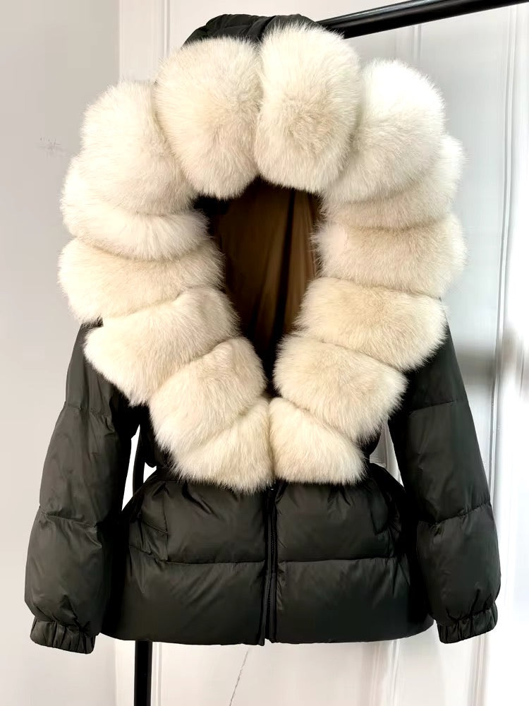 Fur Trim Cropped Hooded Jacket