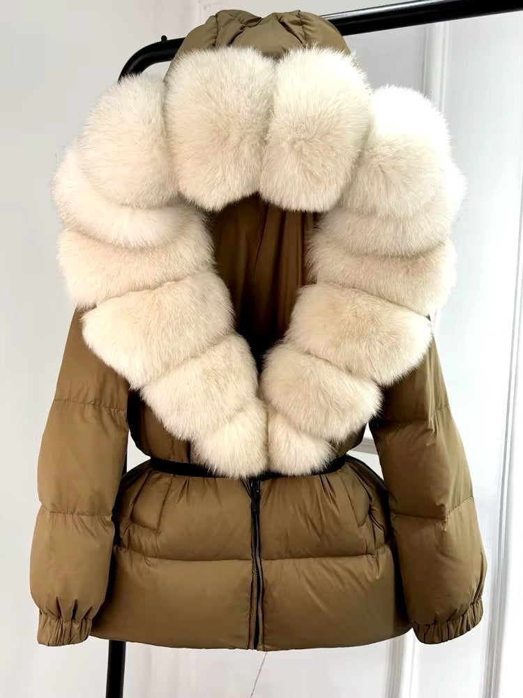 Fur Trim Cropped Hooded Jacket