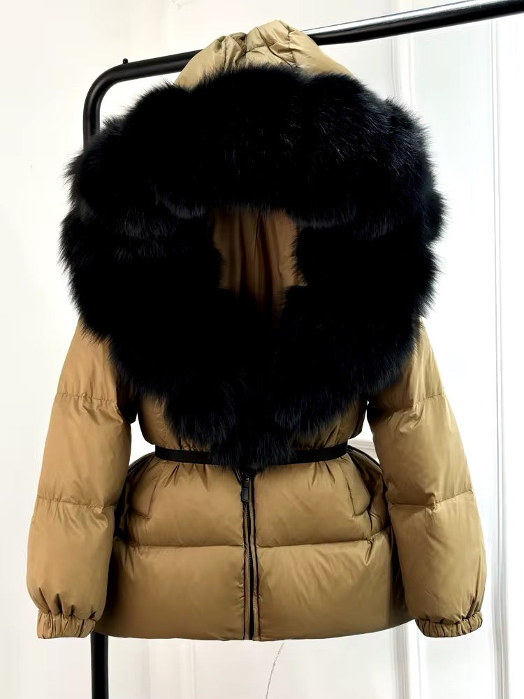 Fur Trim Cropped Hooded Jacket