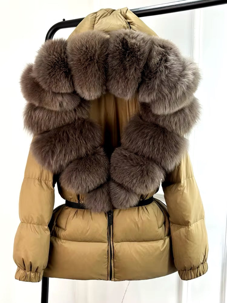 Fur Trim Cropped Hooded Jacket