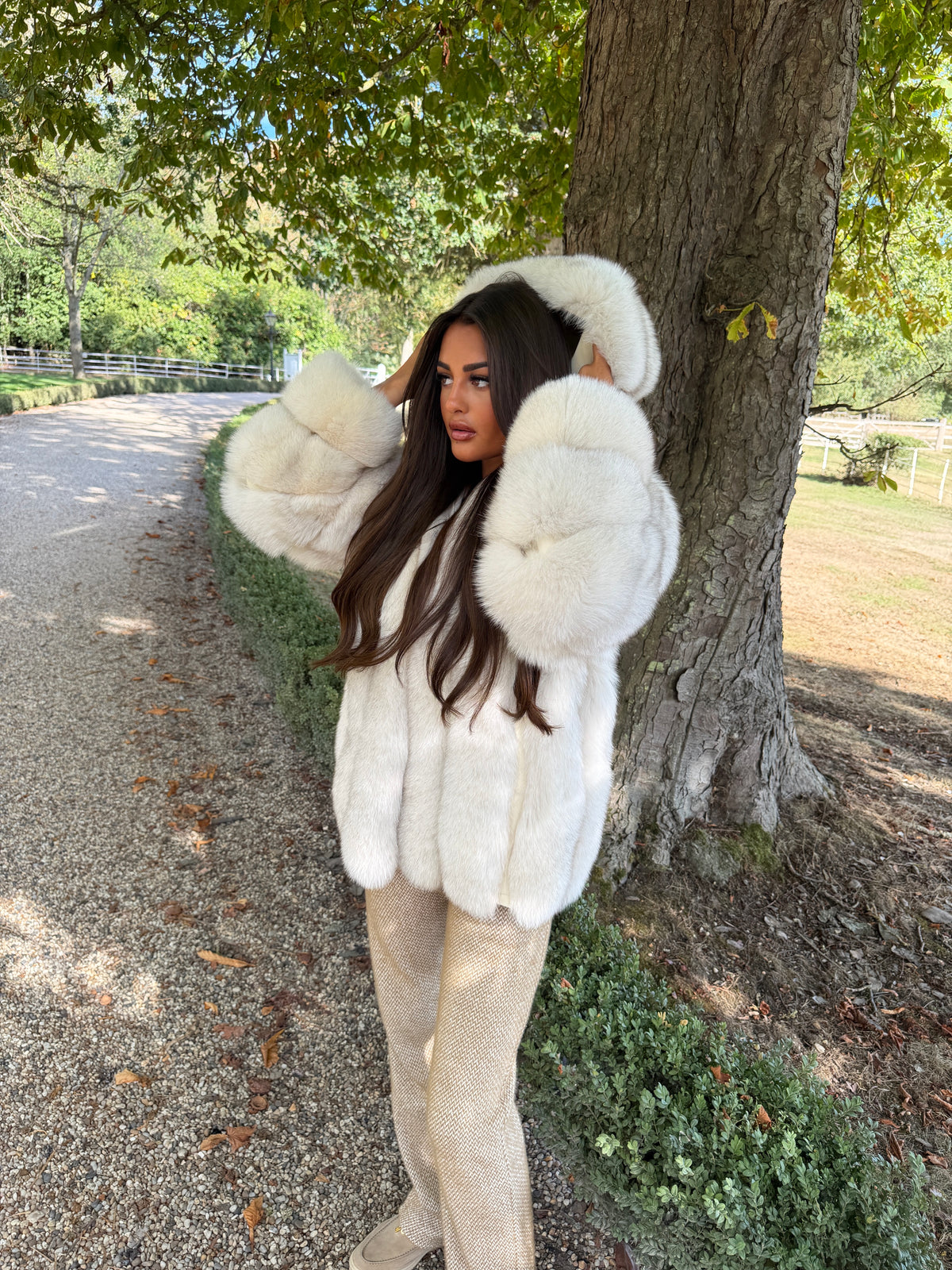 White fox Hooded Fur