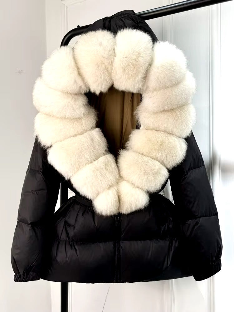 Fur Trim Cropped Hooded Jacket