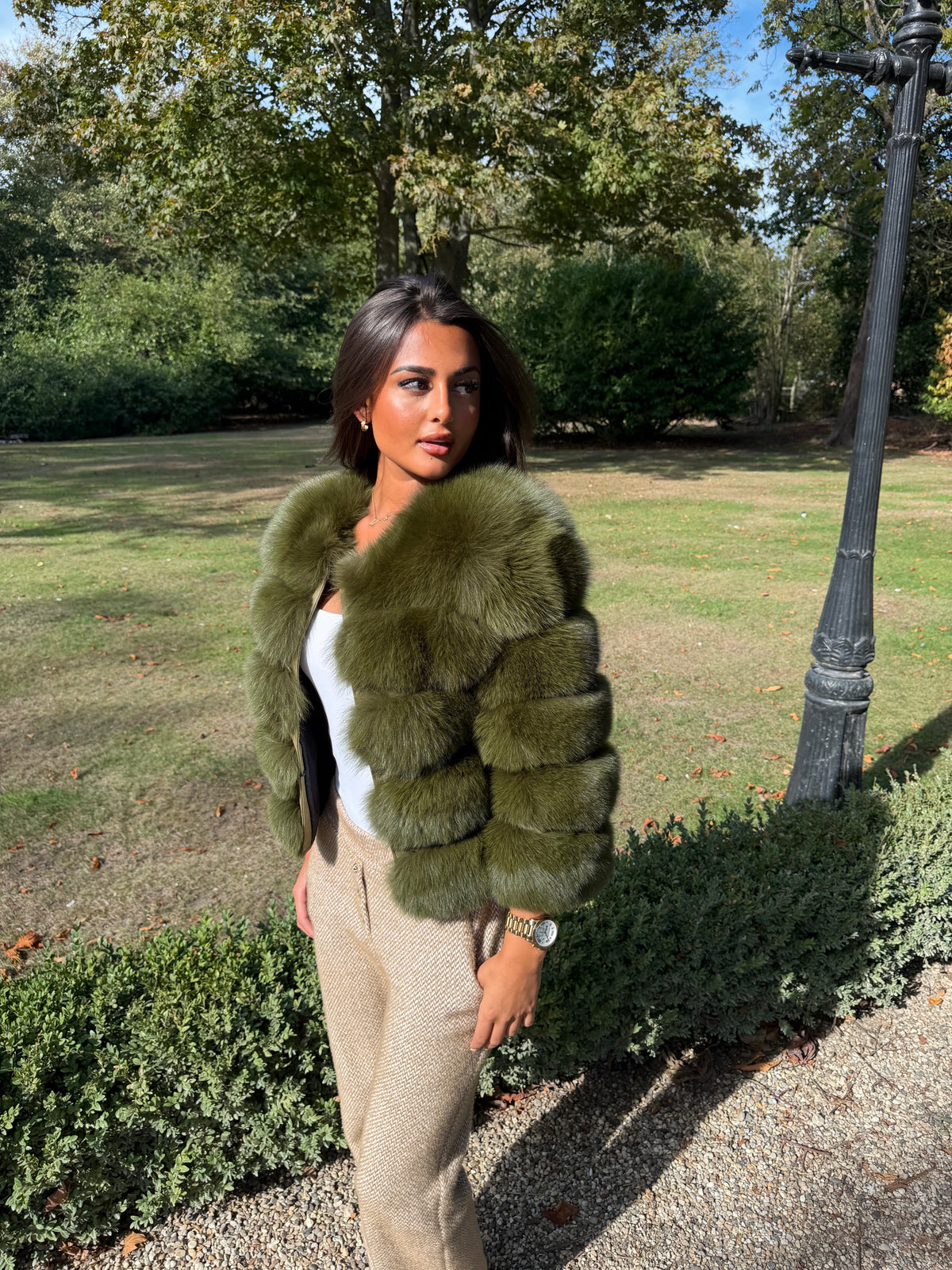 Khaki Cropped Fur