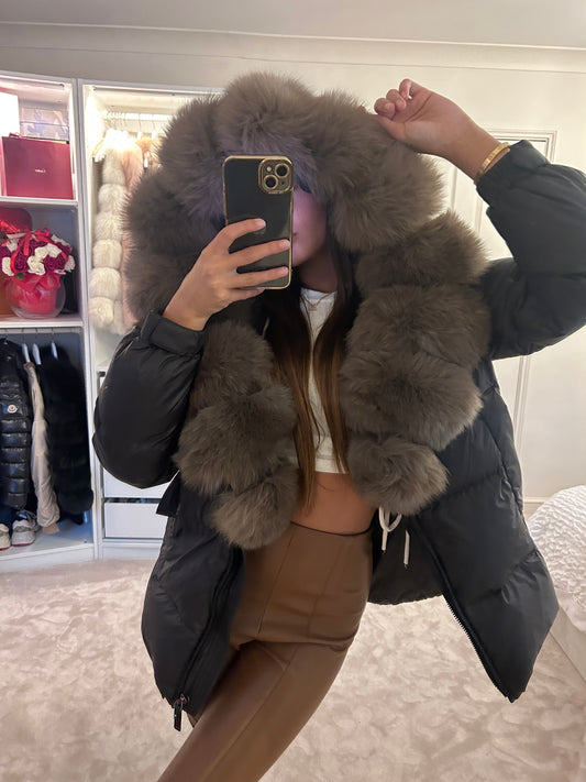 Fur Trim Cropped Hooded Jacket