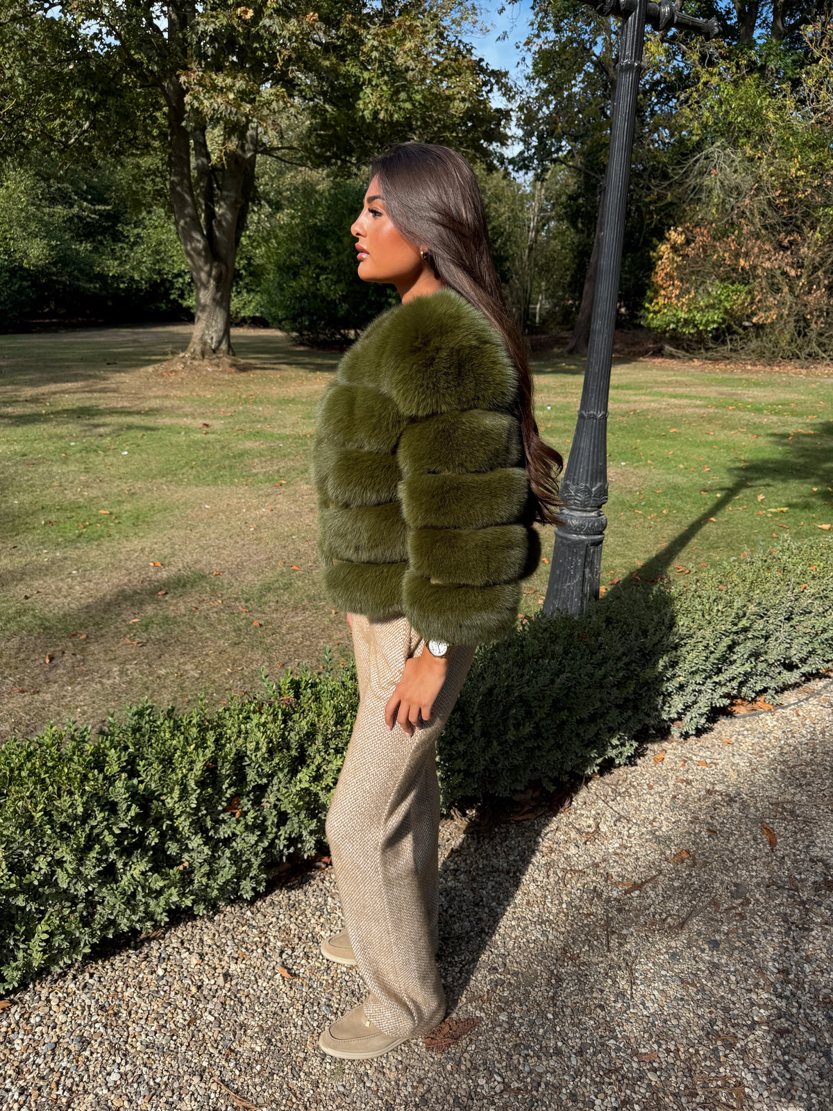 Khaki Cropped Fur
