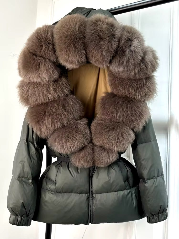 Fur Trim Cropped Hooded Jacket