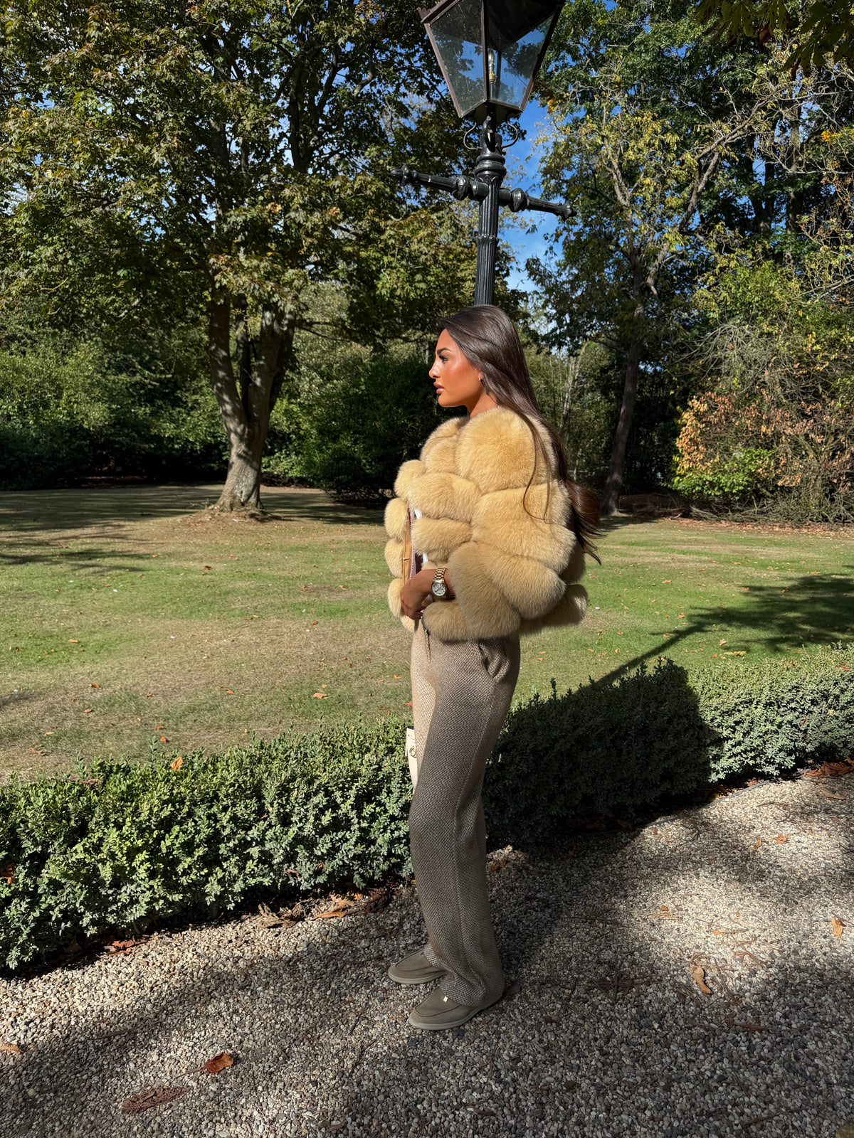 Beige Cropped Fur
